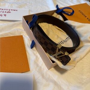 Louis Vuitton LV Initials 25mm Damier Ebene Belt - Gold Buckle - Full Set